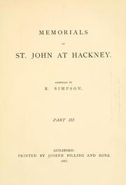 Memorials of St. John at Hackney by Richard Simpson