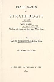 Cover of: Place names in Strathbogie by James MacDonald