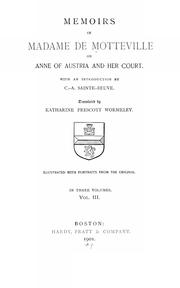 Cover of: Memoirs of Madame de Motteville on Anne of Austria and her court.
