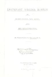 Cover of: Lieutenant William Barton of Morris County, New Jersey by William Eleazar Barton