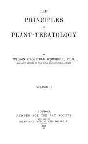 Cover of: The principles of plant-teratology