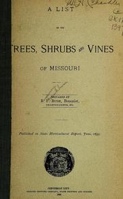 Cover of: The trees, shrubs and vines of Missouri | Benjamin Franklin Bush
