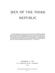 Cover of: Men of the Third Republic by Eustace Clare Grenville Murray, Eustace Clare Grenville Murray