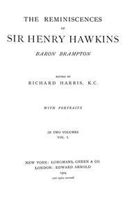 Cover of: The reminiscences of Sir Henry Hawkins, baron Brampton