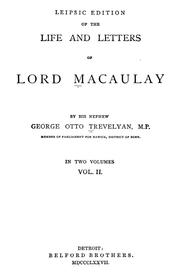 Cover of: Leipsic edition of the Life and letters of Lord Macaulay