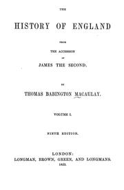 Cover of: The history of England from the accession of James the Second. by 