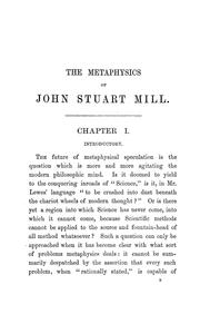 Cover of: The metaphysics of John Stuart Mill