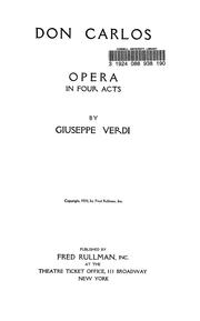 Cover of: Don Carlos: opera in four acts