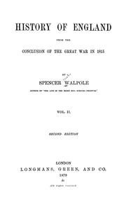 Cover of: A history of England from the conclusion of the great war in 1815