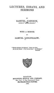 Cover of: Lectures, essays, and sermons by Samuel Johnson (American preacher)