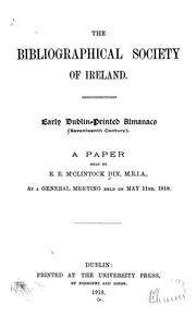 Cover of: Early Dublin-printed almanacs (seventeenth century): a paper read ... May 11th 1918