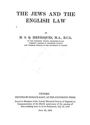 Cover of: The Jews and the English law by H. S. Q. Henriques