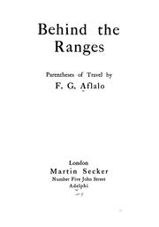 Cover of: Behind the ranges by Frederick G. Aflalo