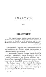 Cover of: Analysis of the phenomena of the human mind