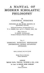 Cover of: A manual of modern scholastic philosophy