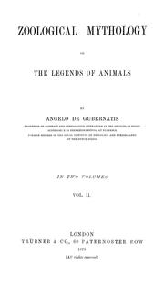 Cover of: Zoological mythology by Angelo De Gubernatis