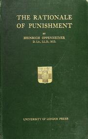 Cover of: The rationale of punishment by Heinrich Oppenheimer