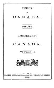 Cover of: Census of Canada, 1880-81. [2d]: Recensement du Canada ....