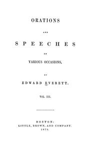 Cover of: Orations and speeches on various occasions.