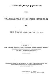 Cover of: Official army register of the volunteer force of the United States army for the years 1861, '62, '63, '64, '65 ... by United States. Adjutant-General's Office.