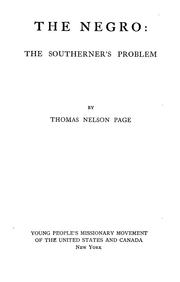 Cover of: The Negro by Thomas Nelson Page, Thomas Nelson Page