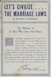 Cover of: Let's civilize the marriage laws