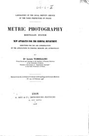 Cover of: Metric photography, Bertillon system by Louis Tomellini