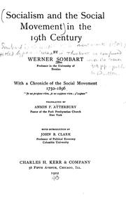 Cover of: Socialism and the social movement in the 19th century by Werner Sombart