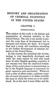 Cover of: History and organization of criminal statistics in the United States ...