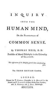 Cover of: An inquiry into the human mind, on the principles of common sense by Thomas Reid