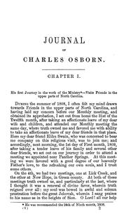 Cover of: Journal of that faithful servant of Christ, Charles Osborn: containing an account of many of his travels and labors in the work of the ministry, and his trials and exercises in the service of the Lord, and in defense of the truth, as it is in Jesus