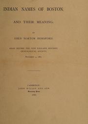 Cover of: The Indian names of Boston, and their meaning