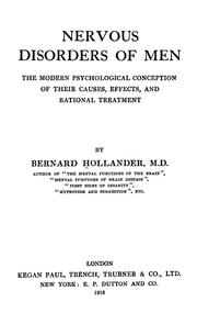 Cover of: Nervous disorders of men: the modern psychological conception of their causes, effects, and rational treatment