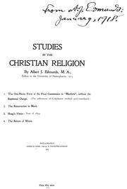Cover of: Studies in the Christian religion ... by Albert J. Edmunds