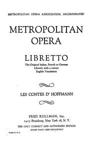 Cover of: Les contes d'Hoffmann =: Tales of Hoffmann : opera in three acts, a prologue and an epilogue