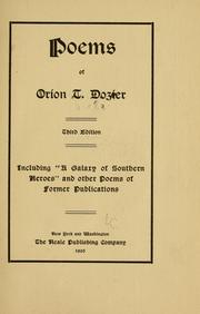 Cover of: Poems of Orion T. Dozier.