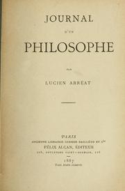Cover of: Journal d'un philosophe by Lucien Arréat