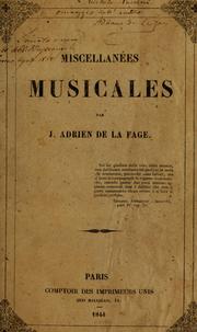 Cover of: Miscellanées musicales.