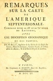 Cover of: Remarques sur la carte de l'Amérique Septentrionale by Jacques Nicolas Bellin