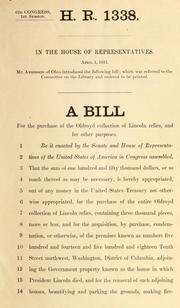 Cover of: A bill for the purchase of the Oldroyd Collection of Lincoln relics, and for other purposes by United States. Congress. House