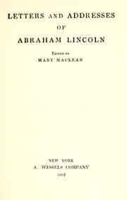 Cover of: Letters and addresses of Abraham Lincoln