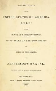 Cover of: Constitution of the United States of America by United States. Congress. House