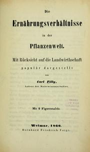 Cover of: Die Ernährungsverhältnisse in der Pflanzenwelt by Carl Filly