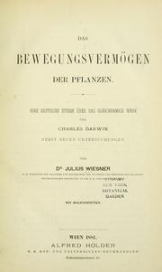 Cover of: Das Bewegungsvermögen der Pflanzen: eine kritische Studie über das gleichnamige Werk von Charles Darwin nebst neuen Untersuchungen