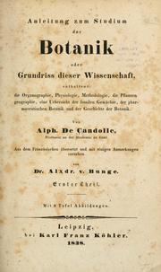 Cover of: Anleitung zum Studium der Botanik by Alphonse de Candolle
