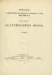 Cover of: Die Gattung Acantholimon Boiss by Alexander von Bunge