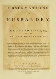 Cover of: Observations in husbandry | Lisle, Edward