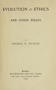 Cover of Evolution and ethics, and other essays by Thomas Henry Huxley