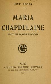 Cover of: Maria Chapdelaine by Louis Hémon, Louis Hémon