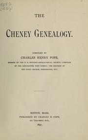 The Cheney genealogy by Charles Henry Pope
